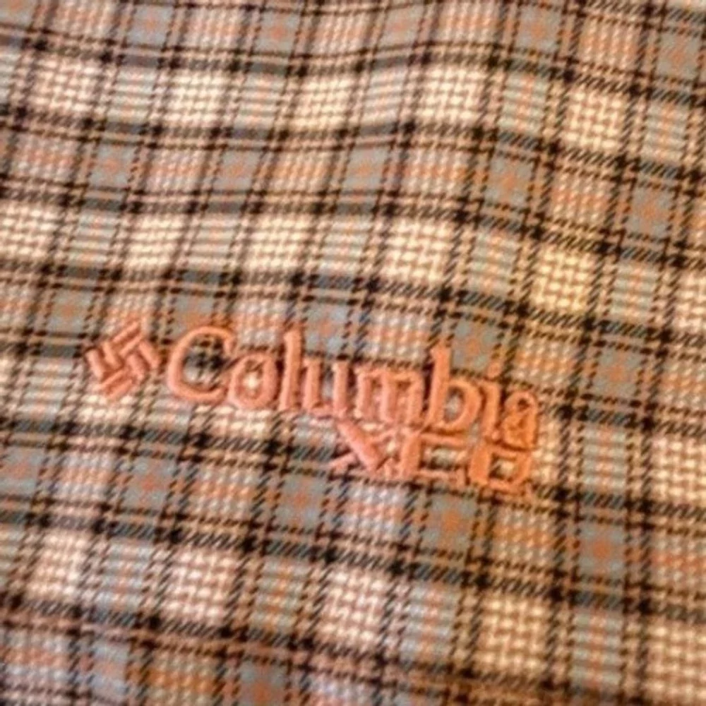 Columbia Mens Plaid Short Sleeve‎ Button Down Shirt Brown Tan Size Large L